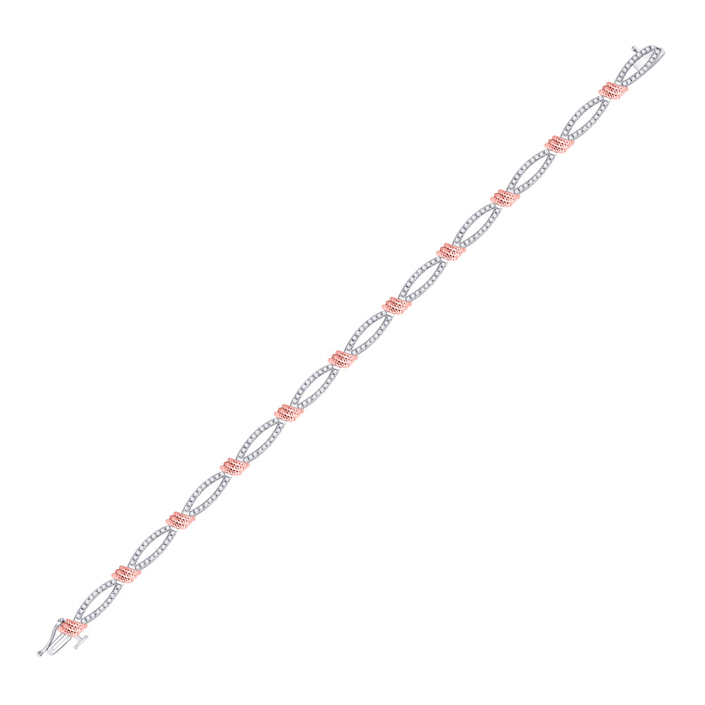 10kt White Gold Women's Diamond Rose-tone Rope Bracelet 1 ctw