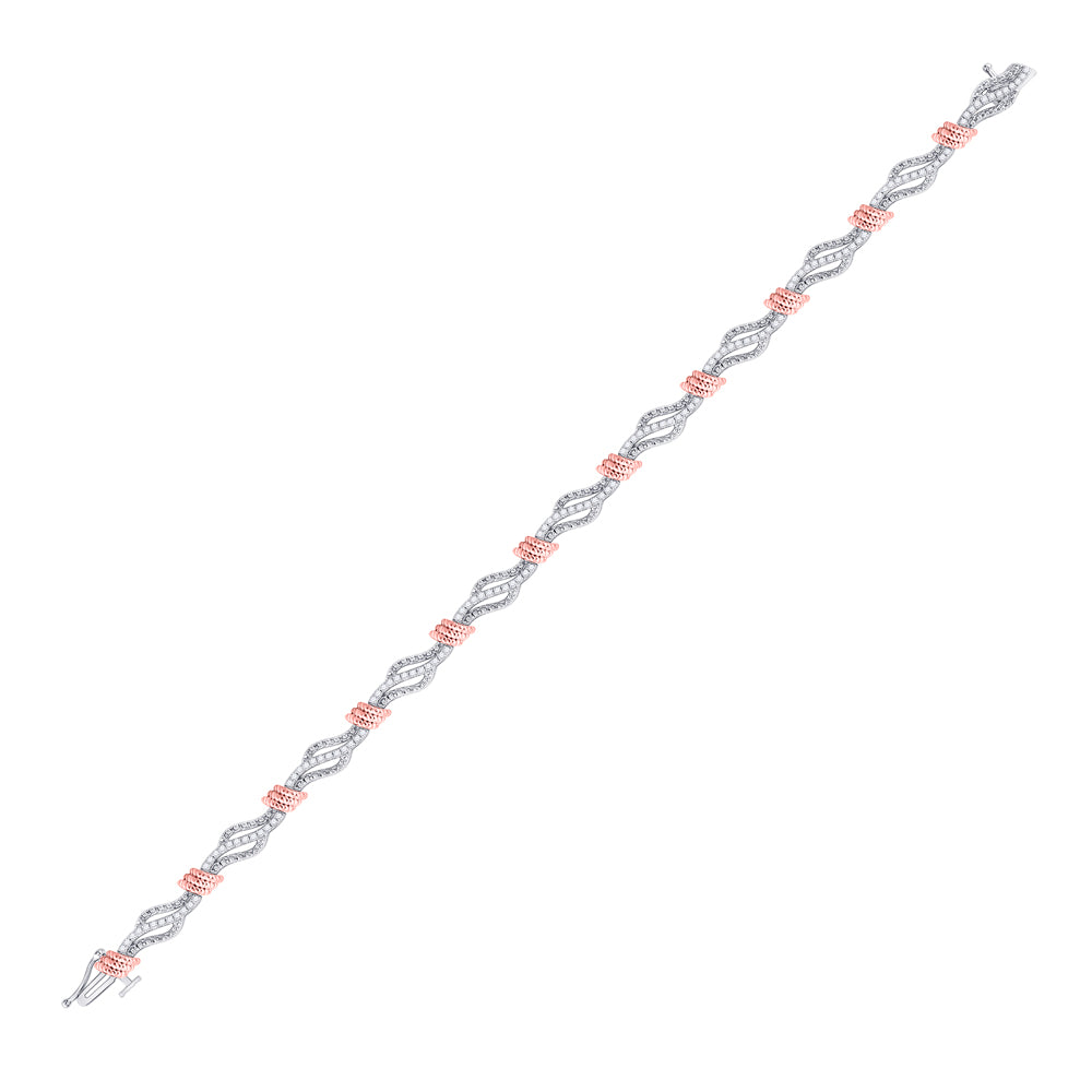 10kt White Gold Women's Diamond Rose-tone Rope Bracelet 1/2 ctw - view 2