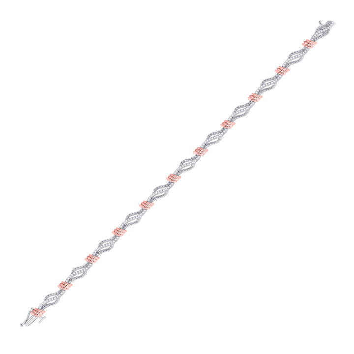 10kt White Gold Women's Diamond Rose-tone Rope Bracelet 1/2 ctw - view 2