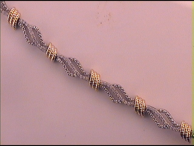 14kt Two-tone Gold Women's Diamond Bracelet 1/2 ctw