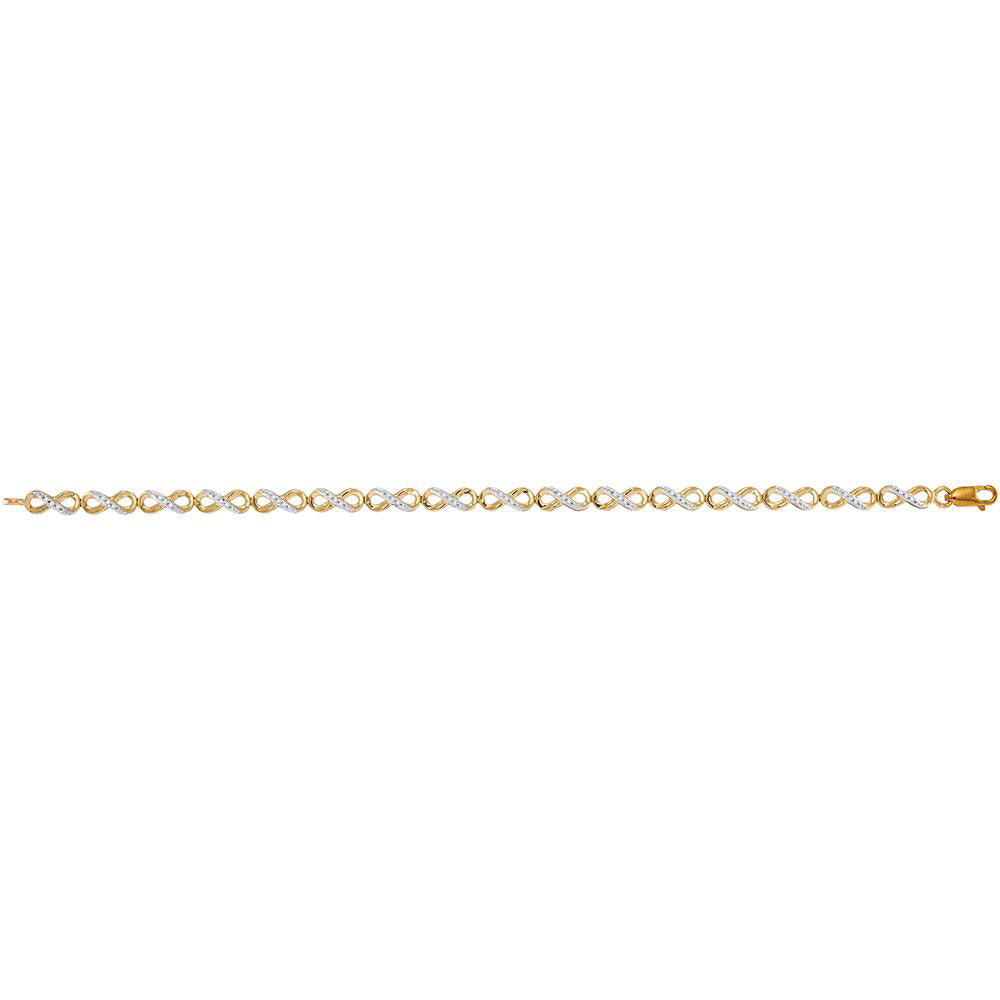 10kt Yellow Gold Women's Diamond Infinity Tennis Bracelet 1/4 ctw