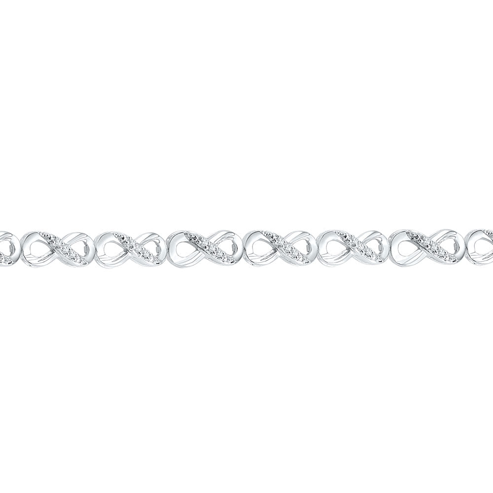 10kt White Gold Women's Diamond Infinity Fashion Bracelet 1/4 ctw