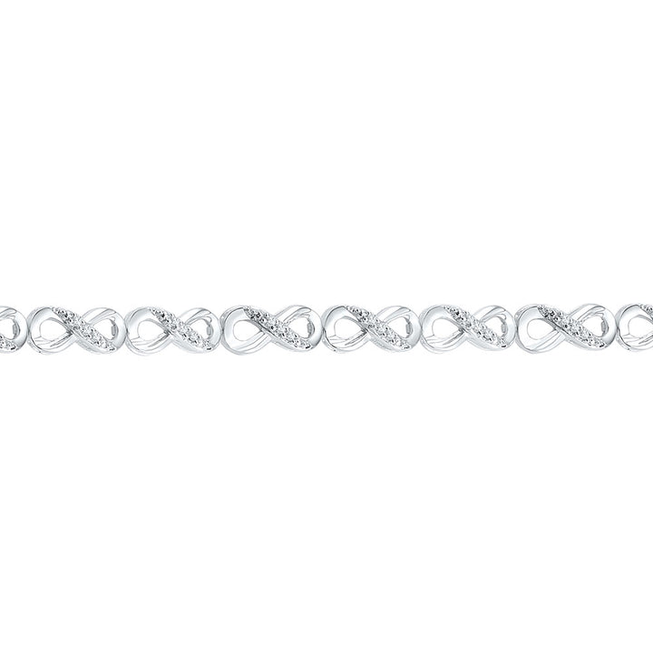 10kt White Gold Women's Diamond Infinity Fashion Bracelet 1/4 ctw