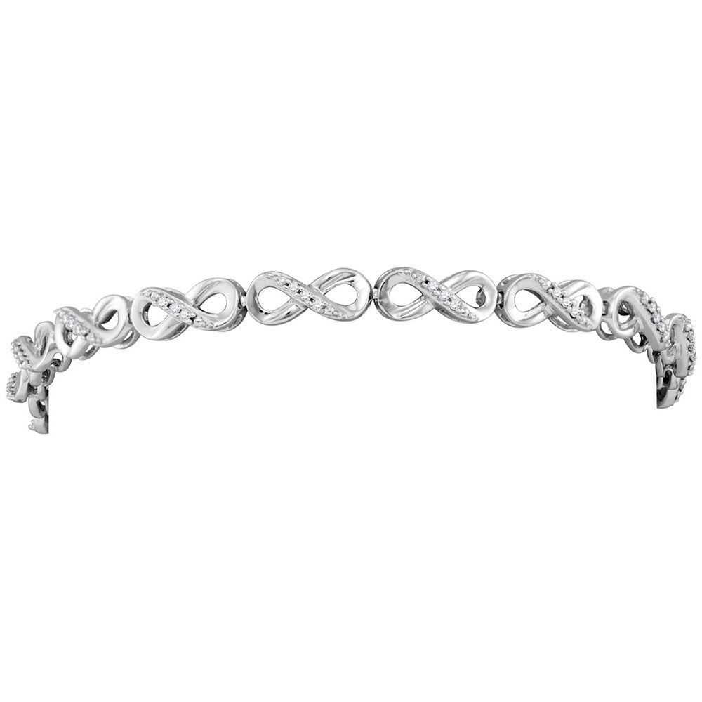 10kt White Gold Women's Diamond Infinity Fashion Bracelet 1/4 ctw - view 2
