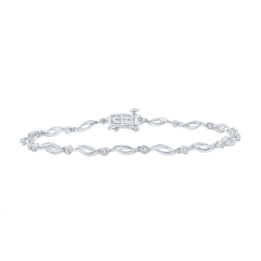 10kt White Gold Women's Diamond Bracelet 1/4 ctw - view 2