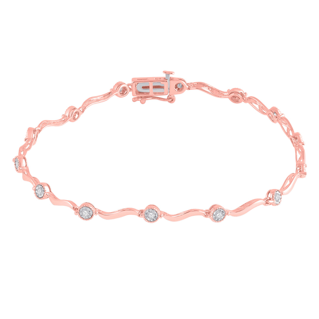 10kt Rose Gold Women's Diamond Link Fashion Bracelet 1/4 ctw