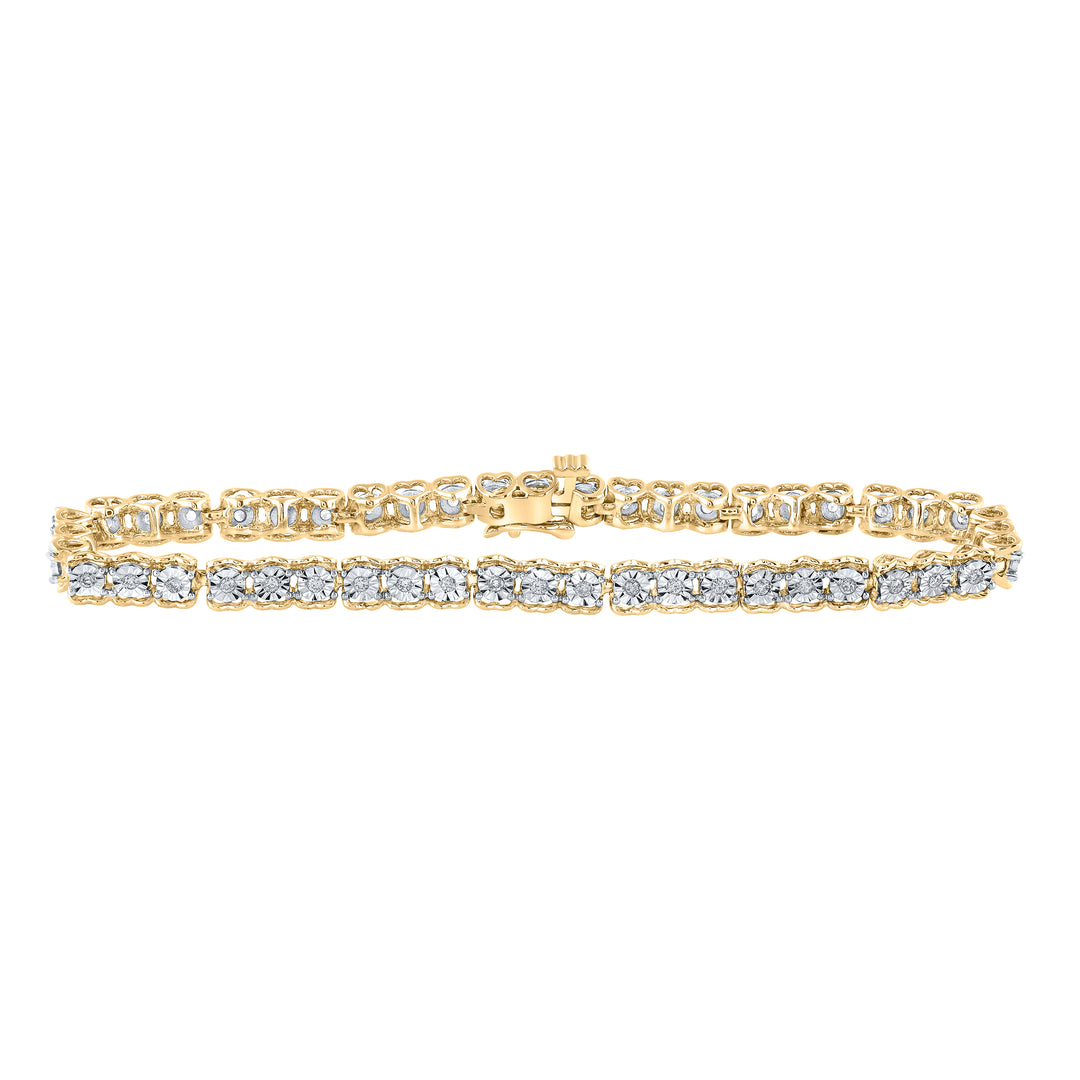 10kt Yellow Gold Women's Round Diamond Tennis Bracelet 1/2 ctw