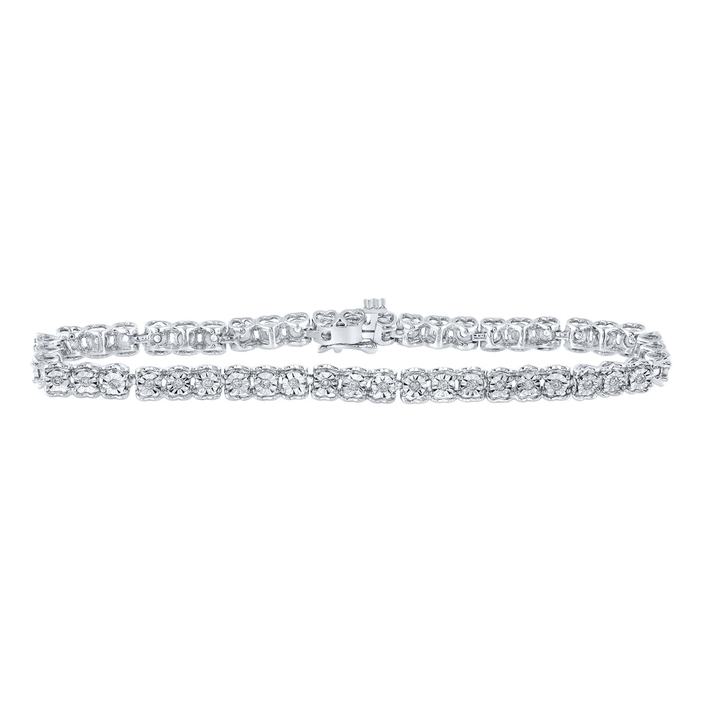 10kt White Gold Women's Round Diamond Tennis Bracelet 1/2 ctw - view 2