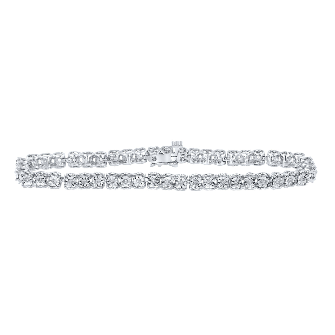 10kt White Gold Women's Round Diamond Tennis Bracelet 1/2 ctw - view 2