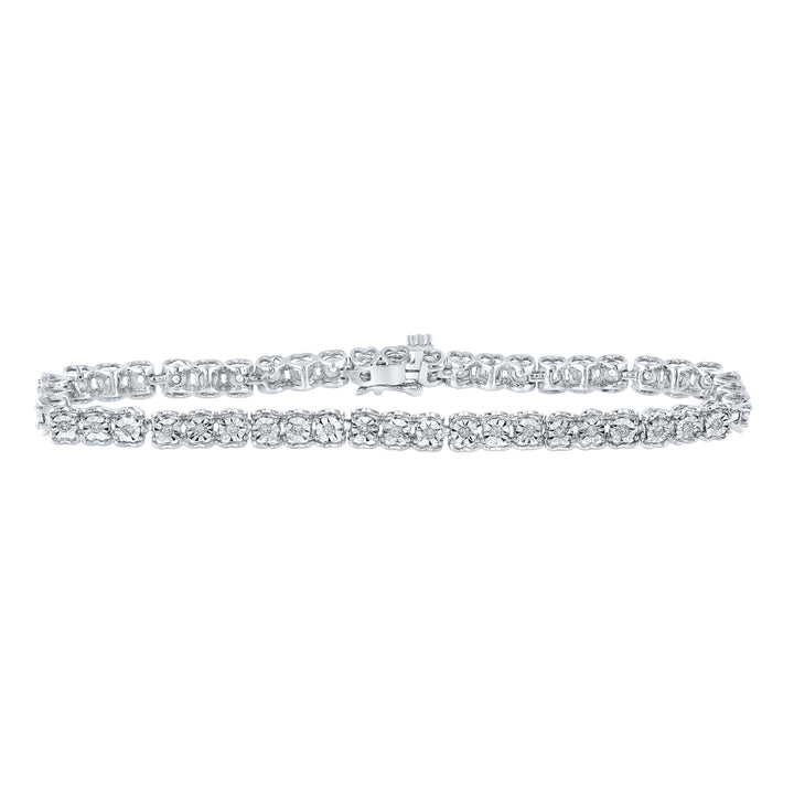 10kt White Gold Women's Round Diamond Tennis Bracelet 1/2 ctw - view 2