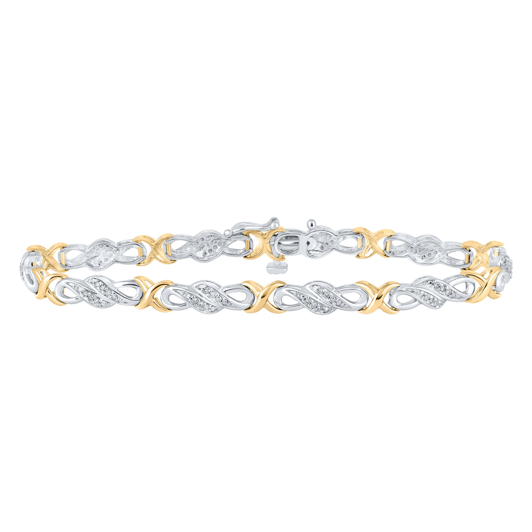 10kt Two-tone Gold Women's Diamond Link Infinity Bracelet 1/3 ctw