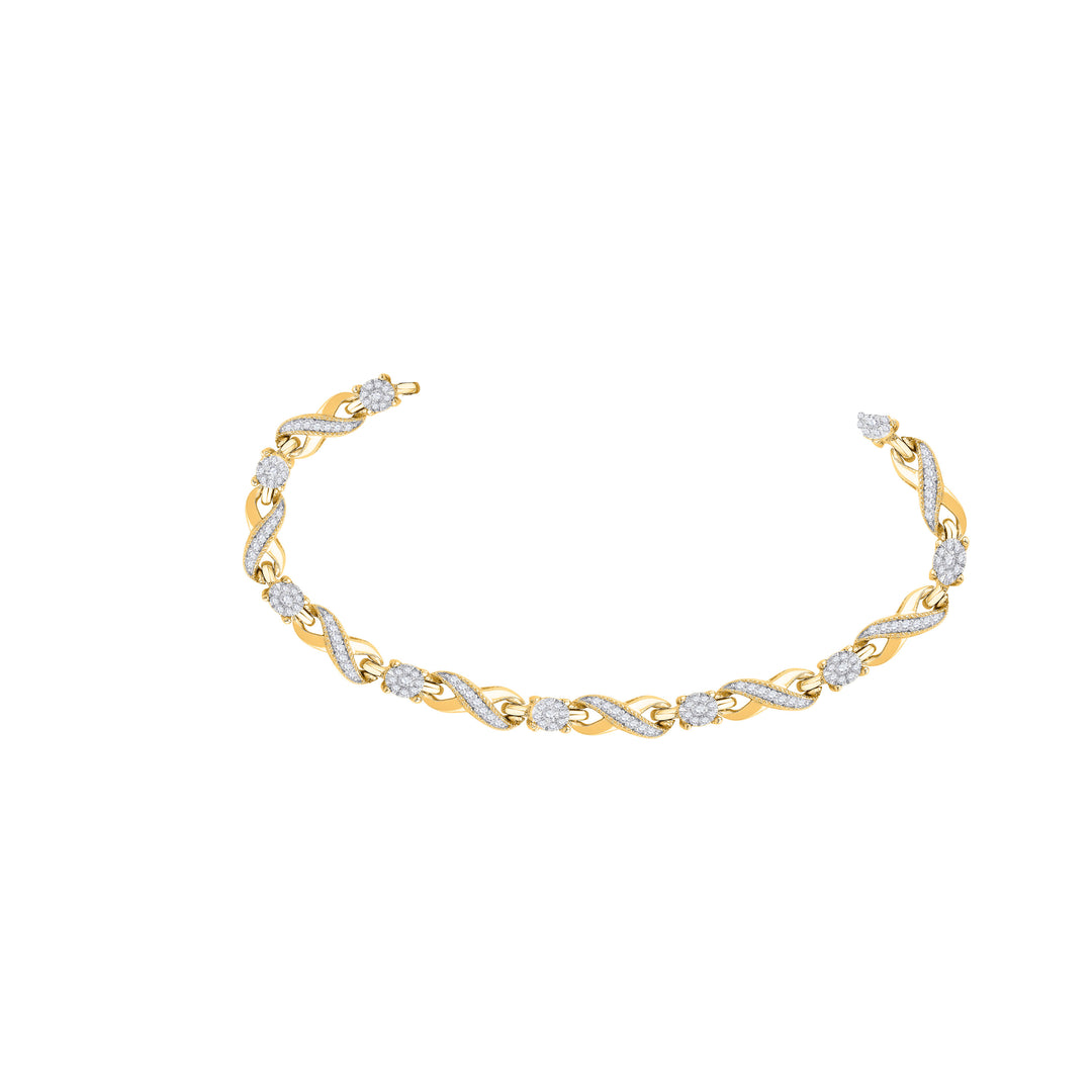 10kt Yellow Gold Women's Diamond Link Infinity Bracelet 1 ctw