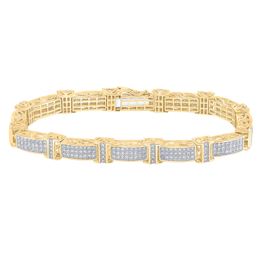 10kt Yellow Gold Men's Diamond Bracelet 5-3/4 ctw - view 2