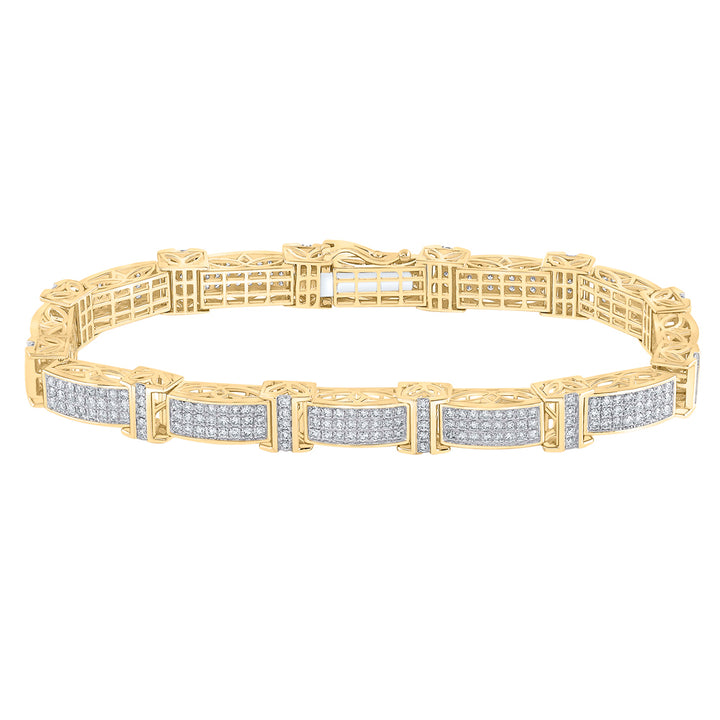 10kt Yellow Gold Men's Diamond Bracelet 5-3/4 ctw - view 2