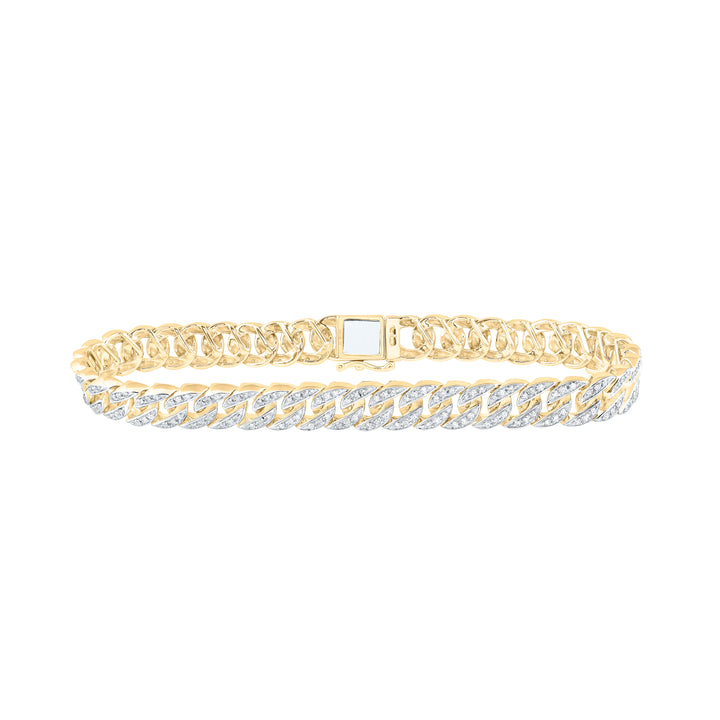 10kt Yellow Gold Men's Diamond Cuban Link Bracelet 1-1/2 ctw - view 3
