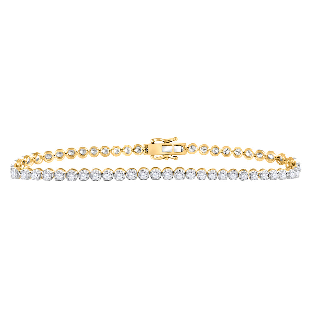 10kt Yellow Gold Men's Diamond Solitaire Link Tennis Bracelet 8 ctw - view 3