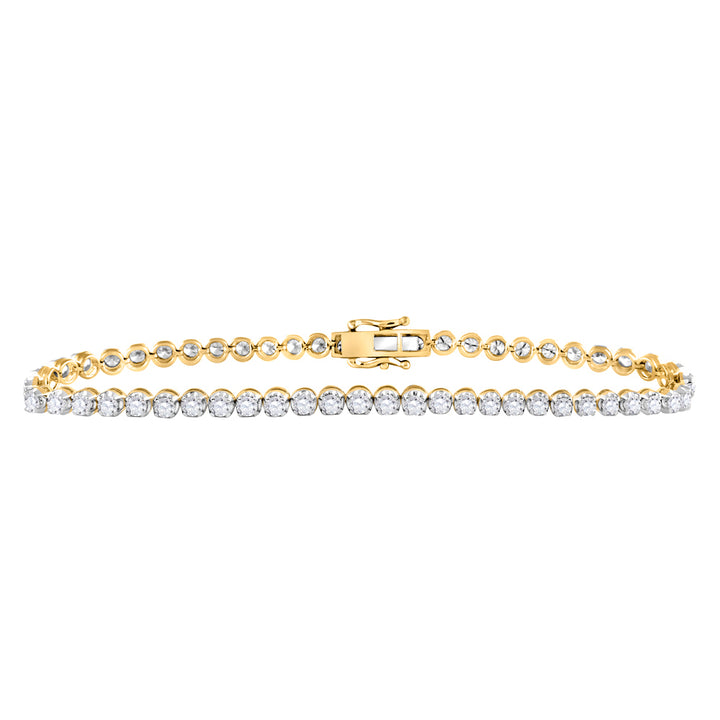 10kt Yellow Gold Men's Diamond Solitaire Link Tennis Bracelet 8 ctw - view 3