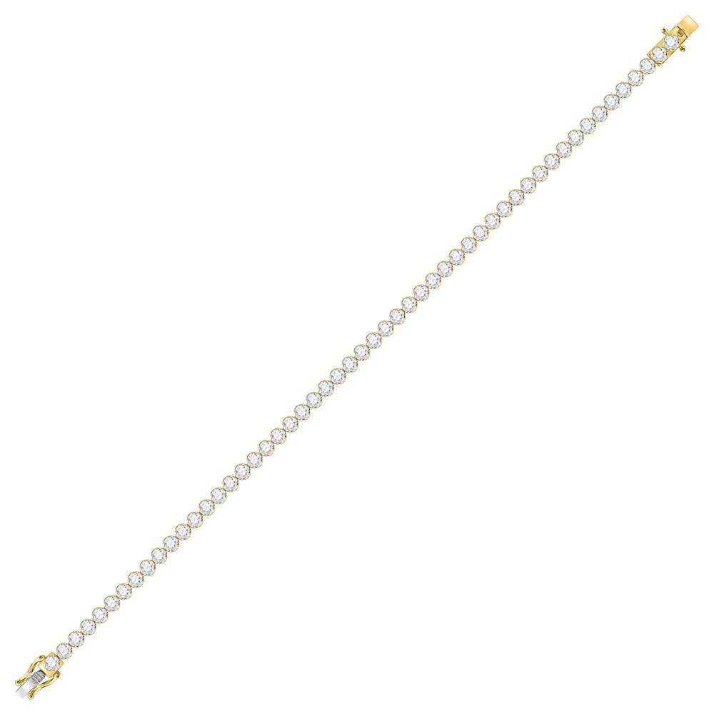 10kt Yellow Gold Men's Diamond Solitaire Link Tennis Bracelet 8 ctw - view 2