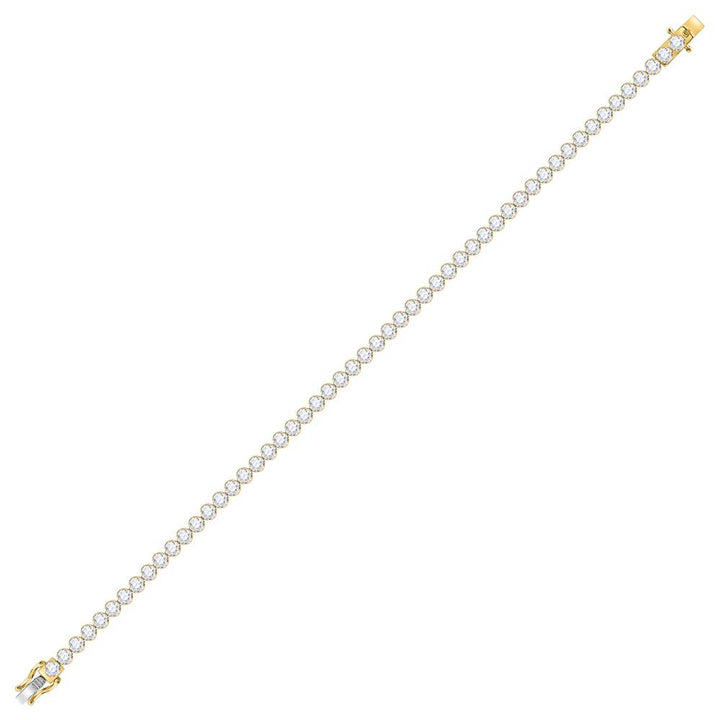 10kt Yellow Gold Men's Diamond Solitaire Link Tennis Bracelet 8 ctw - view 2