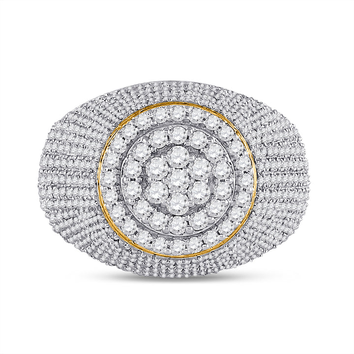 10kt Yellow Gold Mens Round Diamond Flower Cluster Ring 2.00 Cttw