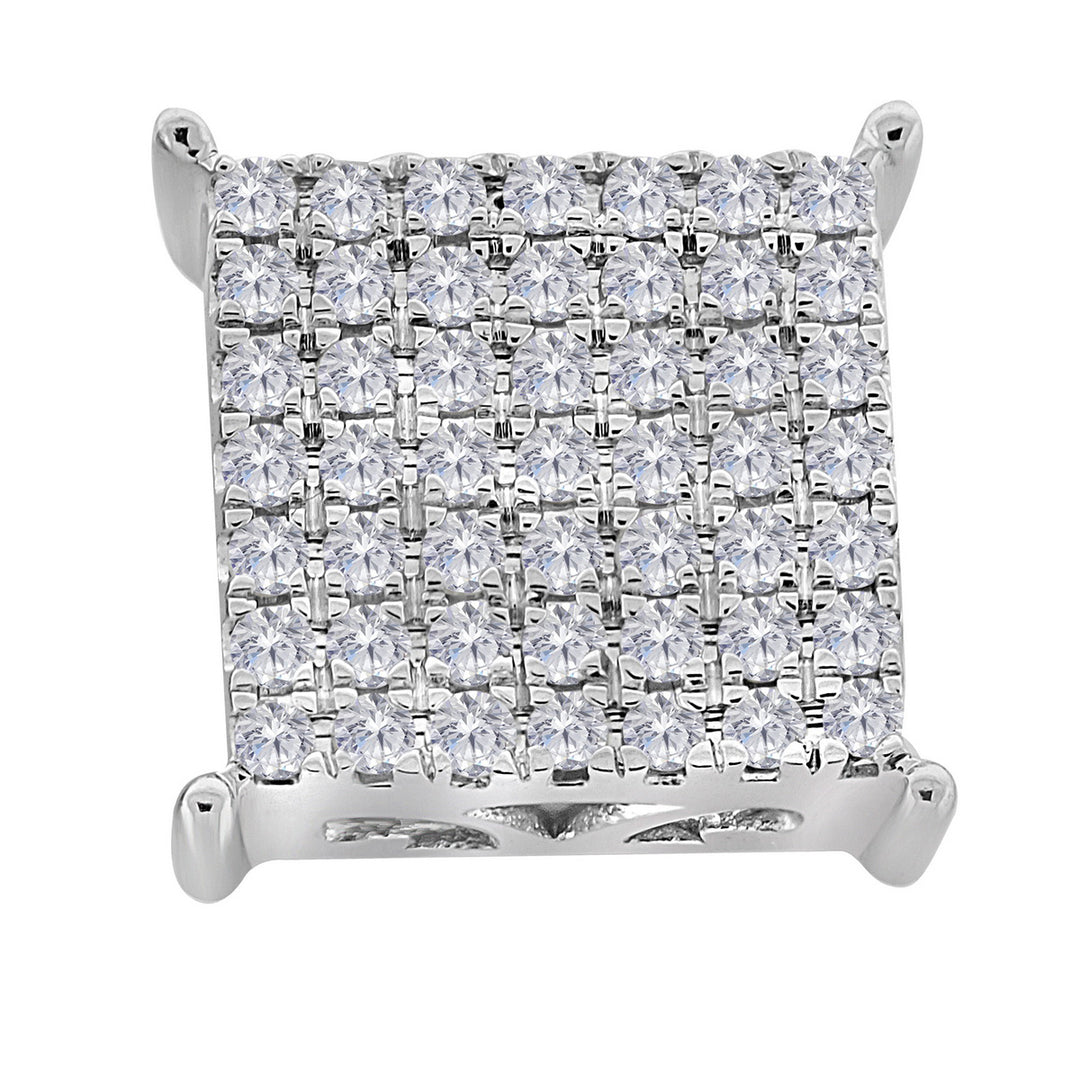 10kt White Gold Womens Round Diamond Square Cluster Stud Earrings 3/4 Cttw