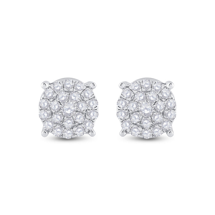 10kt White Gold Womens Round Diamond Cindy's Dream Cluster Earrings 1-1/2 Cttw