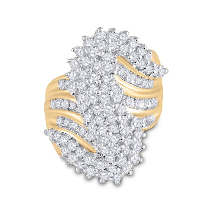 10kt Yellow Gold Womens Round Diamond Cluster Ring 2.00 Cttw