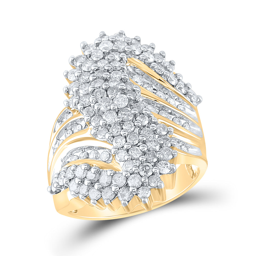 10kt Yellow Gold Womens Round Diamond Cluster Ring 2.00 Cttw