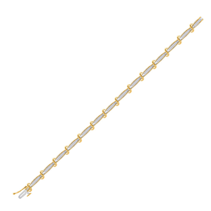 10kt Yellow Gold Women's Baguette Diamond Bracelet 1 ctw