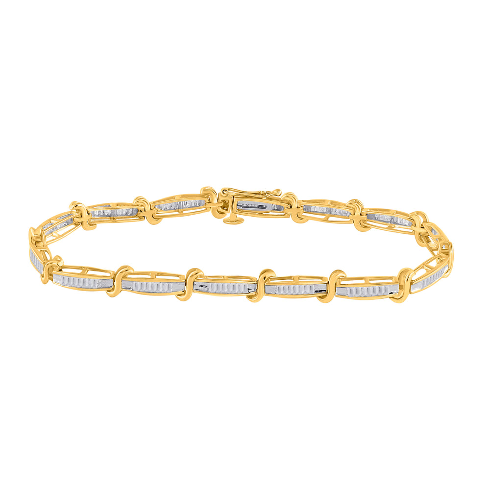 10kt Yellow Gold Women's Baguette Diamond Bracelet 1 ctw - view 2