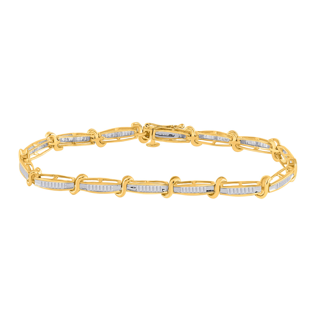 10kt Yellow Gold Women's Baguette Diamond Bracelet 1 ctw - view 2