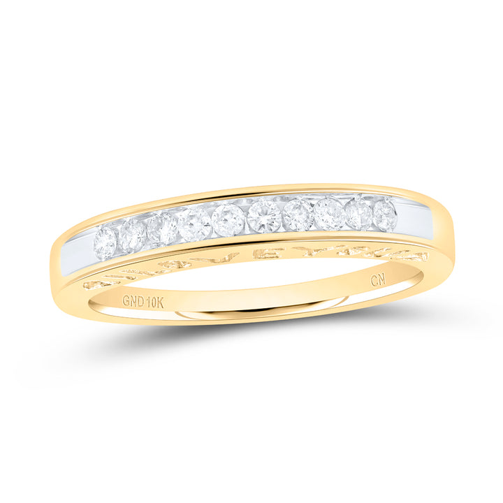 10kt Yellow Gold Womens Round Diamond I Love You Band 1/5 Cttw