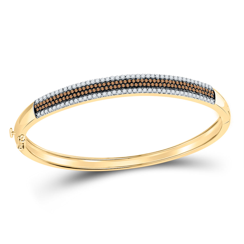 14kt Yellow Gold Women's Color Enhanced Black Diamond Bangle Bracelet 1 & 3/8 ctw
