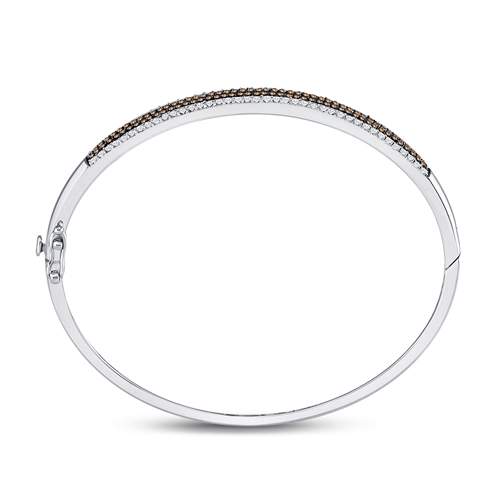 14kt White Gold Women's Brown Diamond Bangle Bracelet 1-3/8 ctw - view 4