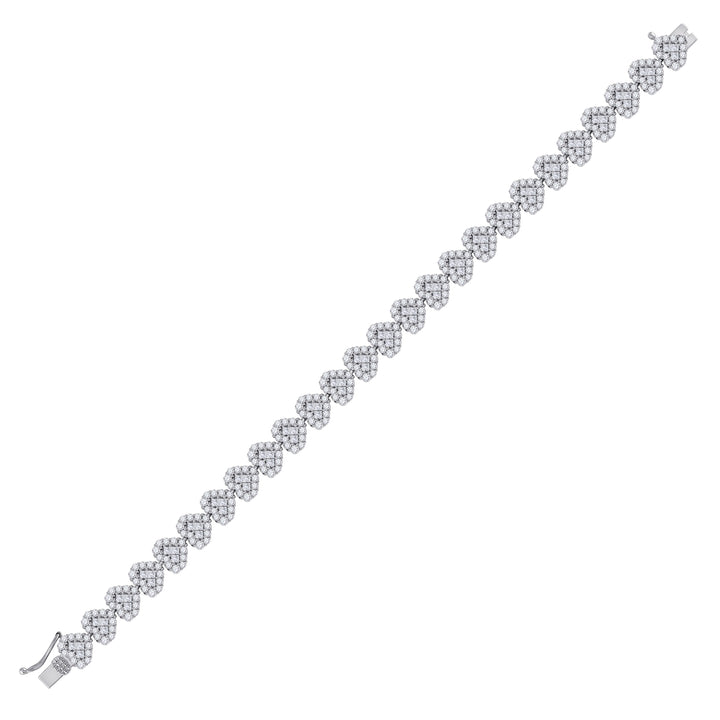 14kt White Gold Women's Princess Diamond Heart Bracelet 6-3/8 ctw