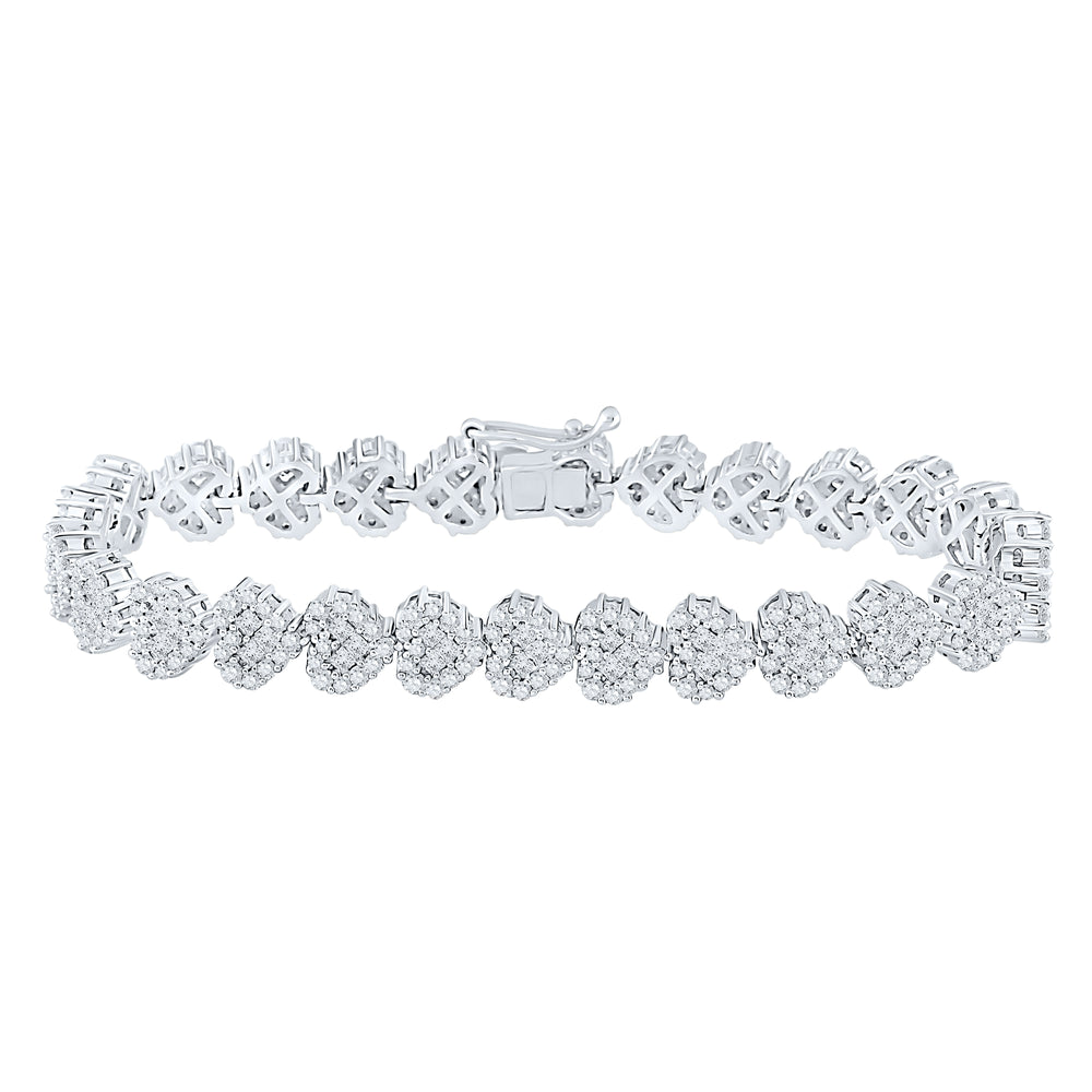 14kt White Gold Women's Princess Diamond Heart Bracelet 6-3/8 ctw - view 2