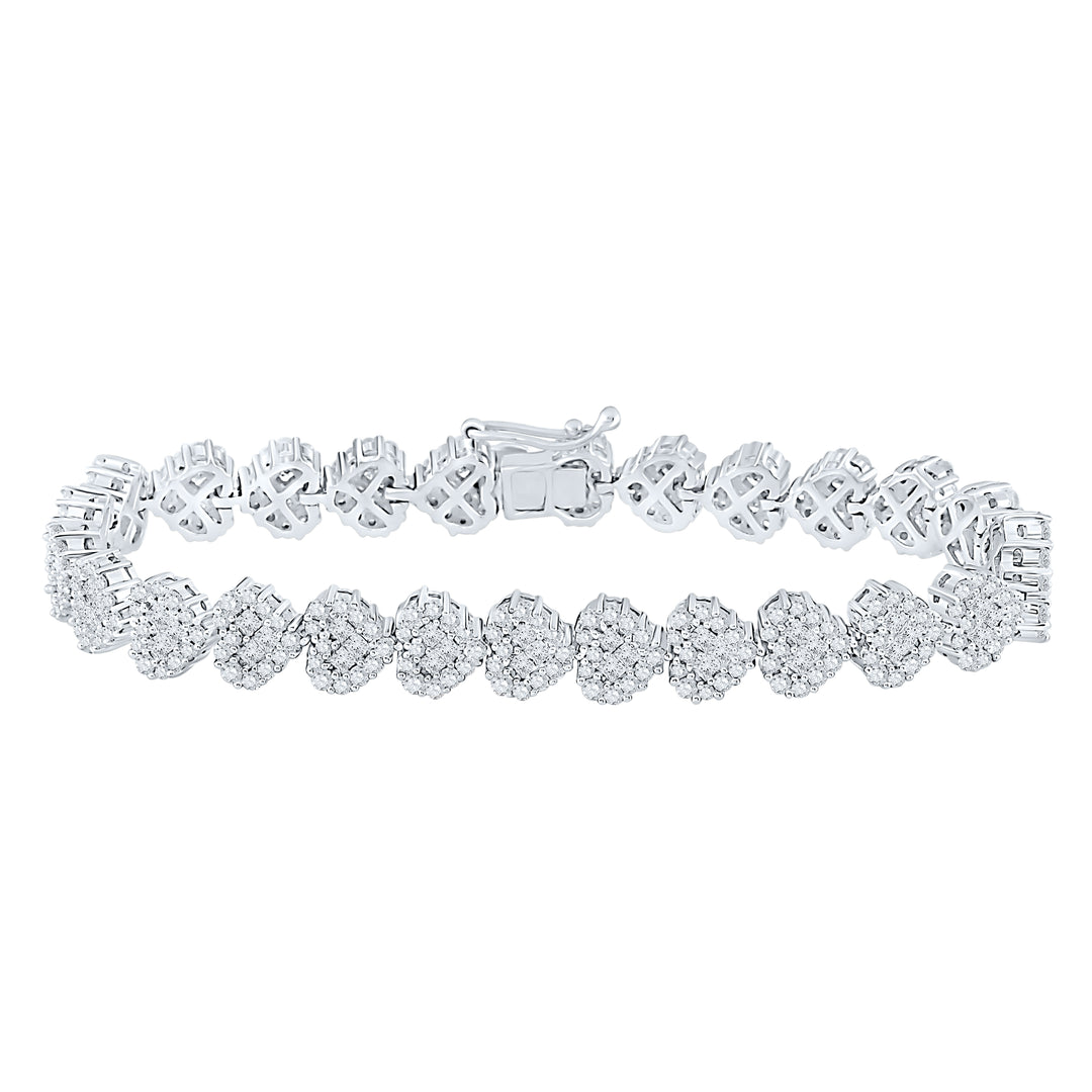 14kt White Gold Women's Princess Diamond Heart Bracelet 6-3/8 ctw - view 2