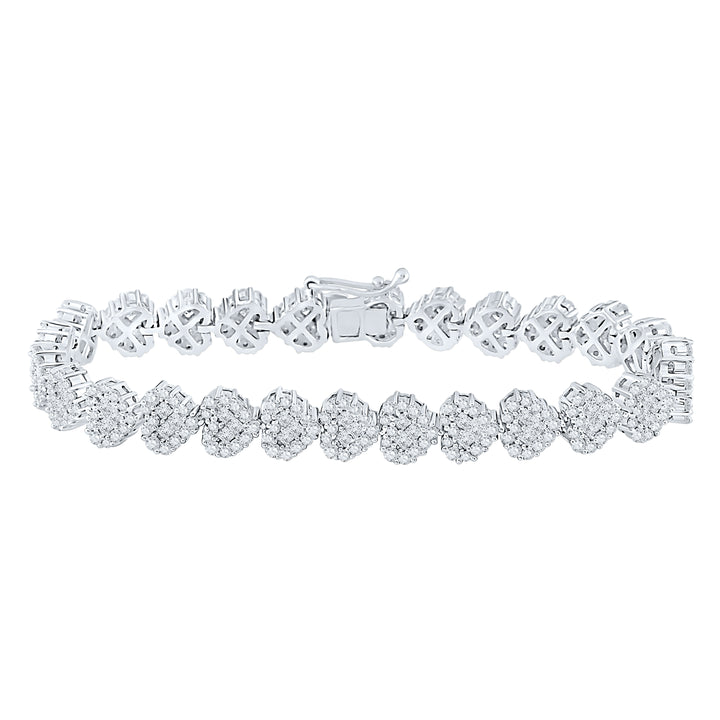 14kt White Gold Women's Princess Diamond Heart Bracelet 6-3/8 ctw - view 2