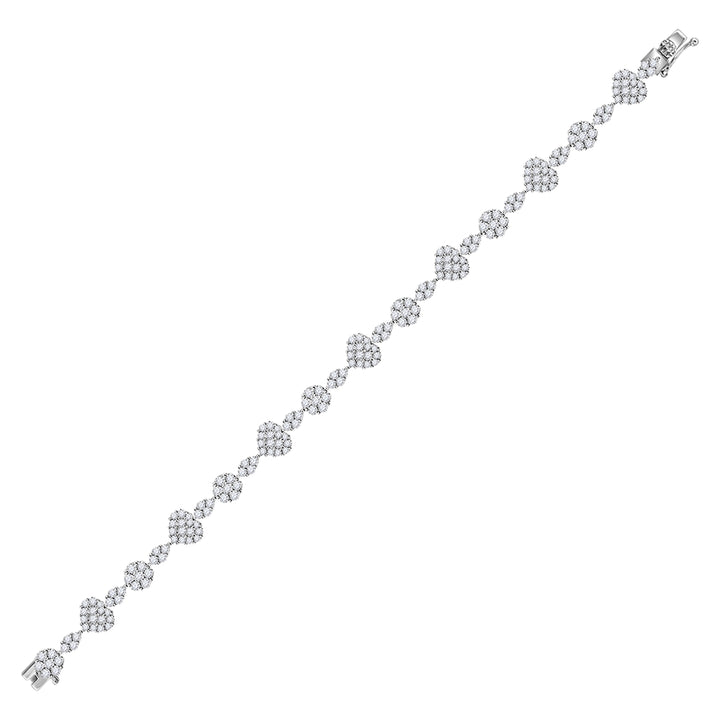 14kt White Gold Women's Diamond Fashion Flower Bracelet 4-1/2 ctw - view 2