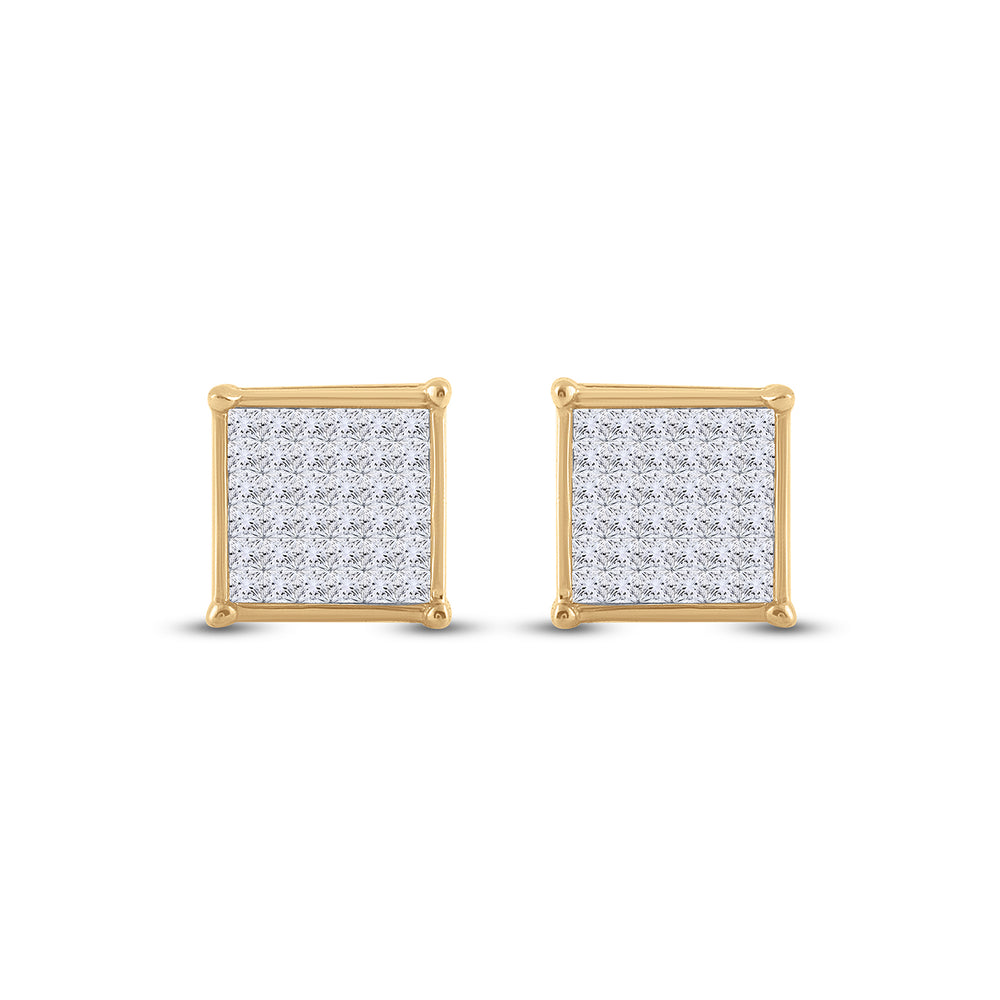 14kt Yellow Gold Women Princess Diamond Invisible Set Earring 1/2 ctw - view 2