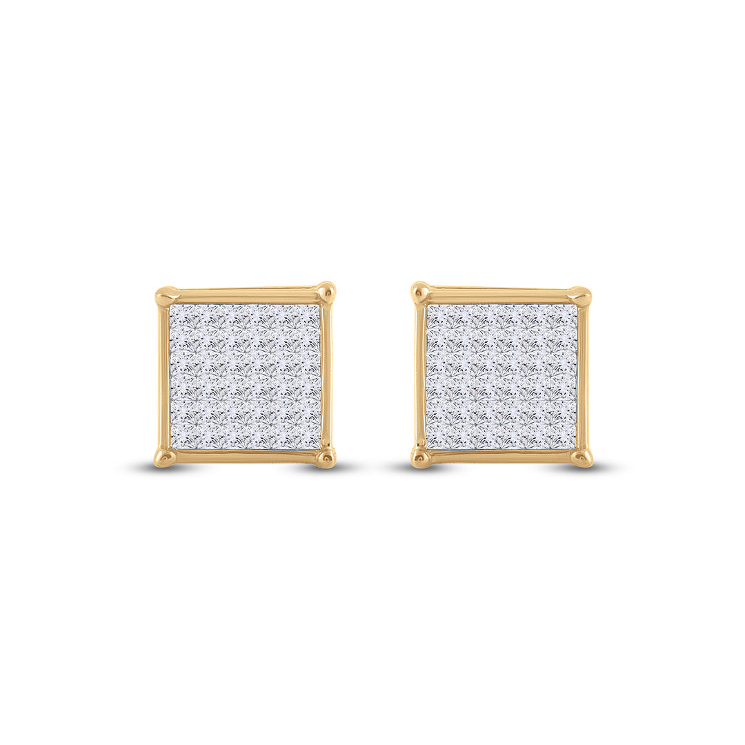 14kt Yellow Gold Women Princess Diamond Invisible Set Earring 1/2 ctw - view 2