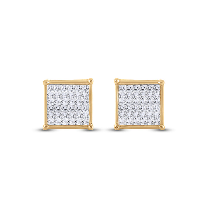 14kt Yellow Gold Women Princess Diamond Invisible Set Earring 1/2 ctw - view 2