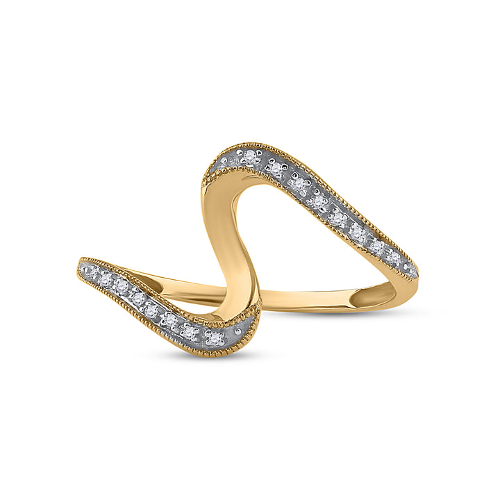 10kt Yellow Gold Womens Round Diamond S Curve Band Ring 1/20 Cttw