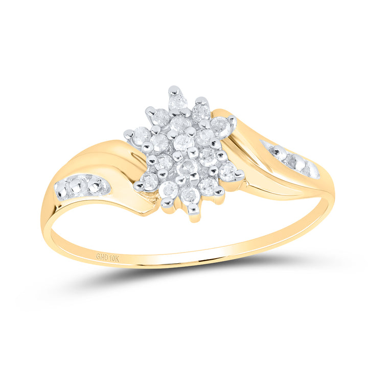 10kt Yellow Gold Womens Round Diamond Cluster Ring 1/8 Cttw