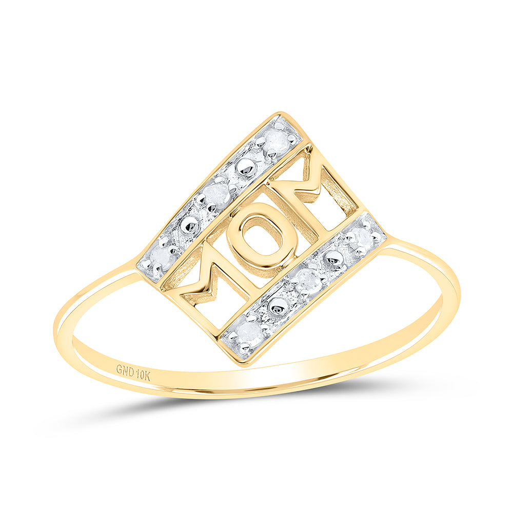 10kt Yellow Gold Womens Round Diamond Mom Mother Accent Ring 1/20 Cttw