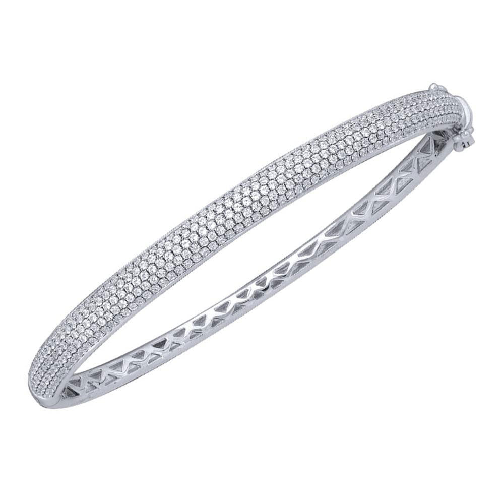 14kt White Gold Women's Diamond Bangle 2 ctw