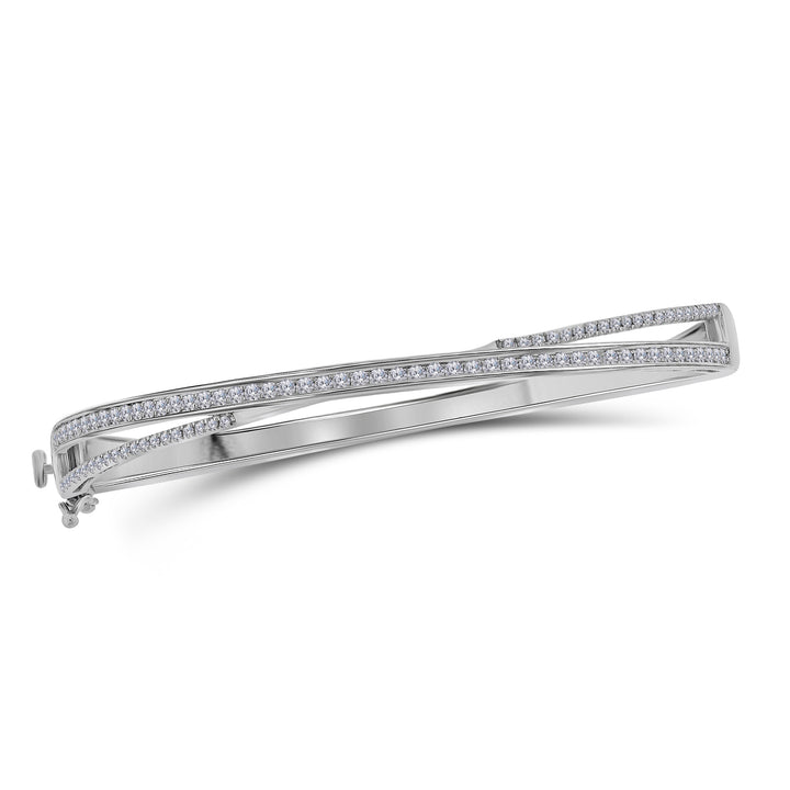 14kt White Gold Women's Diamond Fashion Bangle Bracelet 1 ctw
