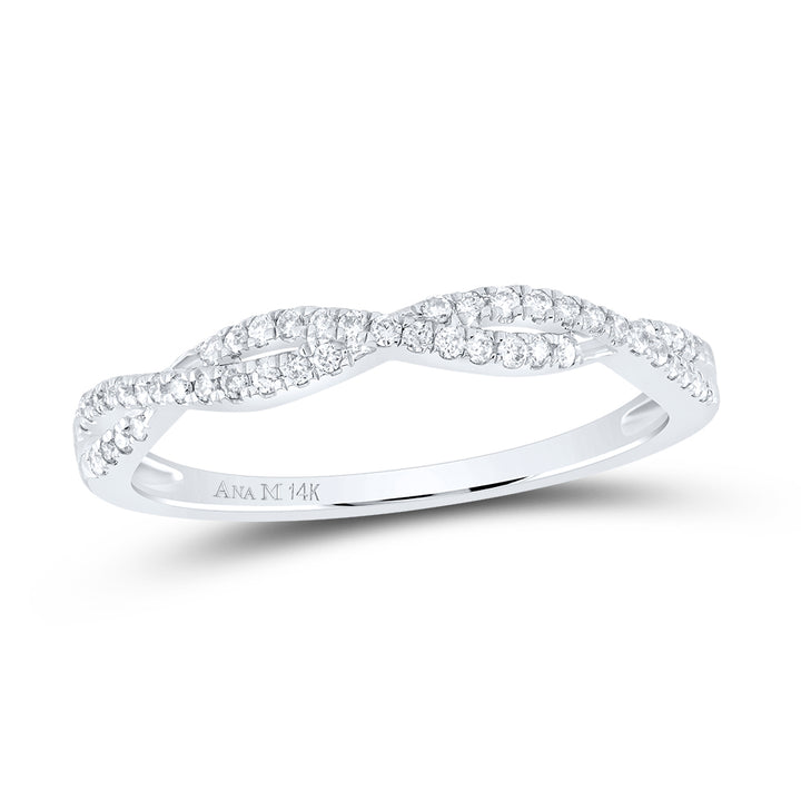 14kt White Gold Womens Round Diamond Twist Stackable Band Ring 1/6 Cttw