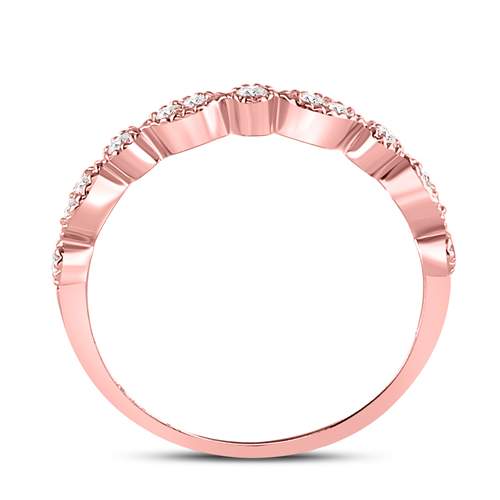 10kt Rose Gold Womens Round Diamond Milgrain Stackable Band Ring 1/6 Cttw