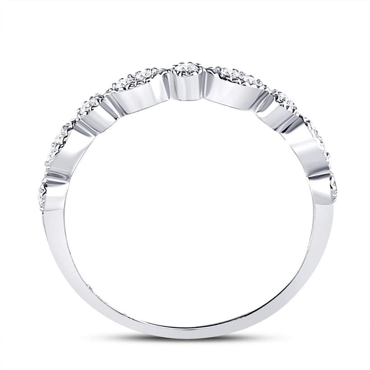 10kt White Gold Womens Round Diamond Milgrain Stackable Band Ring 1/6 Cttw